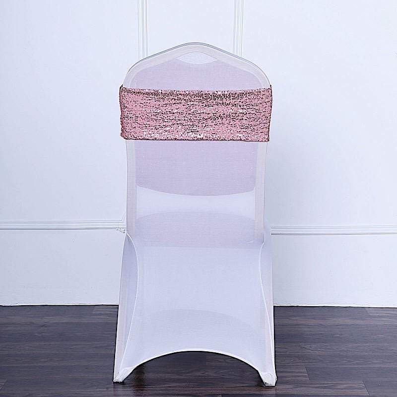5 pcs Spandex Sequined Chair Sashes