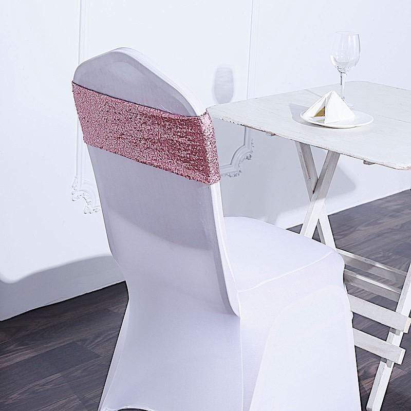 5 pcs Spandex Sequined Chair Sashes