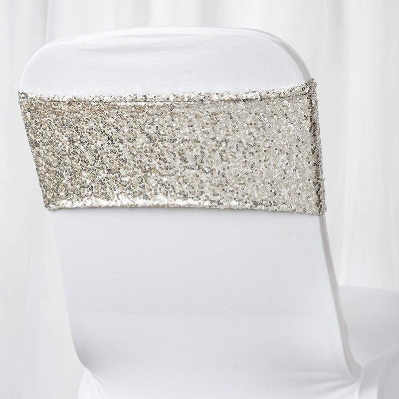 5 pcs Spandex Sequined Chair Sashes