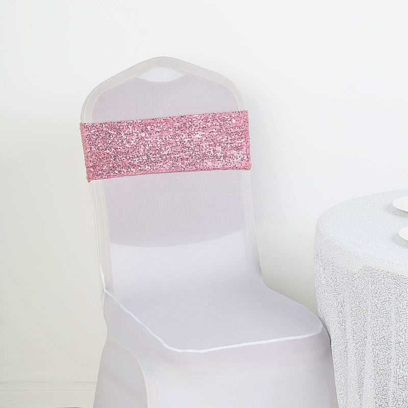 5 pcs Spandex Sequined Chair Sashes