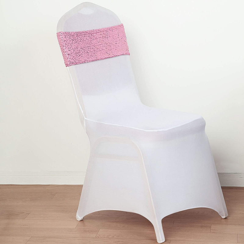 5 pcs Spandex Sequined Chair Sashes