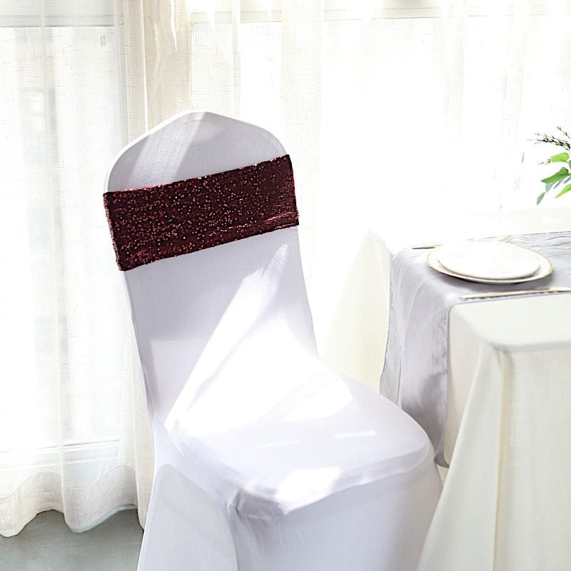 5 pcs Spandex Sequined Chair Sashes