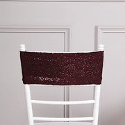 5 pcs Spandex Sequined Chair Sashes SASHP_SPX02_BURG