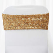 5 pcs Spandex Sequined Chair Sashes SASHP_SPX02_GOLD