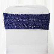 5 pcs Spandex Sequined Chair Sashes SASHP_SPX02_NAVY