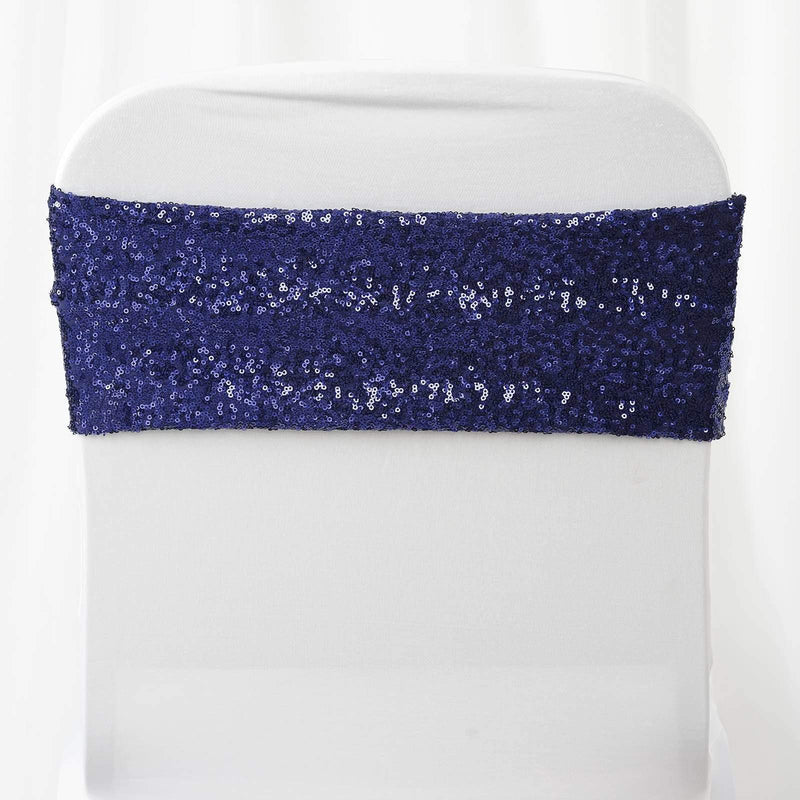 5 pcs Spandex Sequined Chair Sashes SASHP_SPX02_NAVY