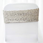5 pcs Spandex Sequined Chair Sashes SASHP_SPX02_SILV