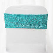 5 pcs Spandex Sequined Chair Sashes SASHP_SPX02_TURQ