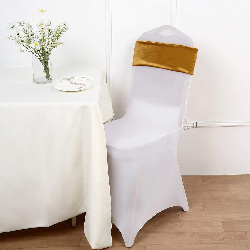 5 pcs Velvet Ruffled Stretchable Chair Sashes