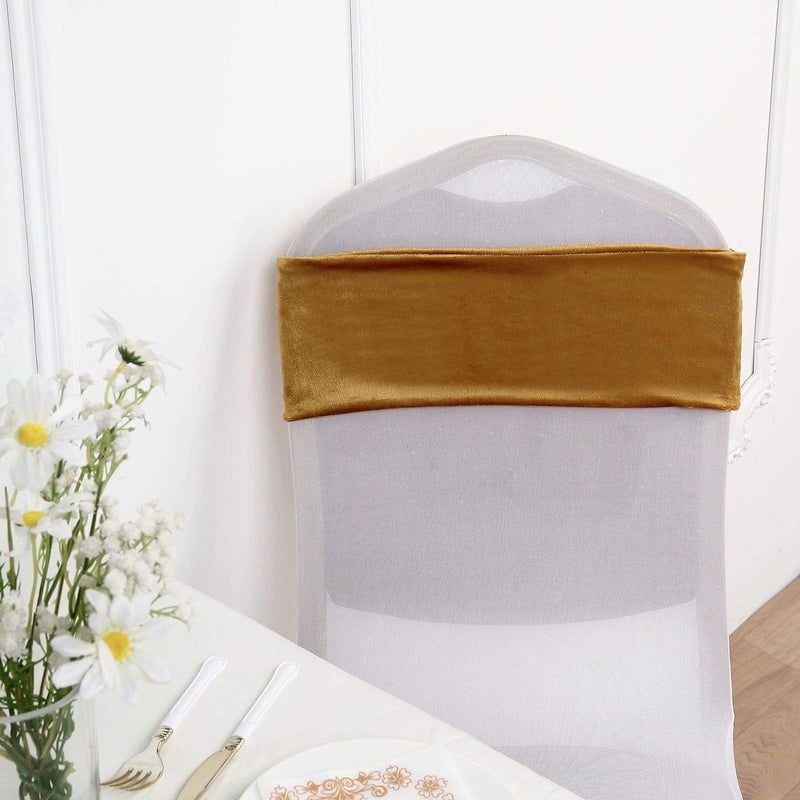 5 pcs Velvet Ruffled Stretchable Chair Sashes