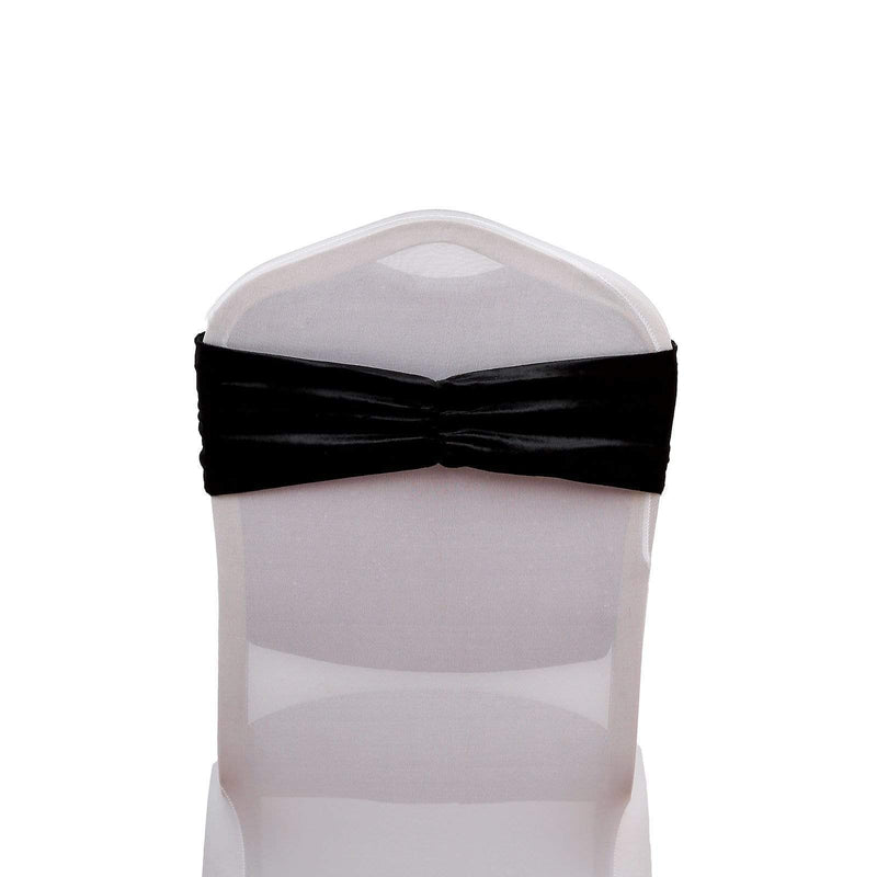 5 pcs Velvet Ruffled Stretchable Chair Sashes SASH_VEL_BLK