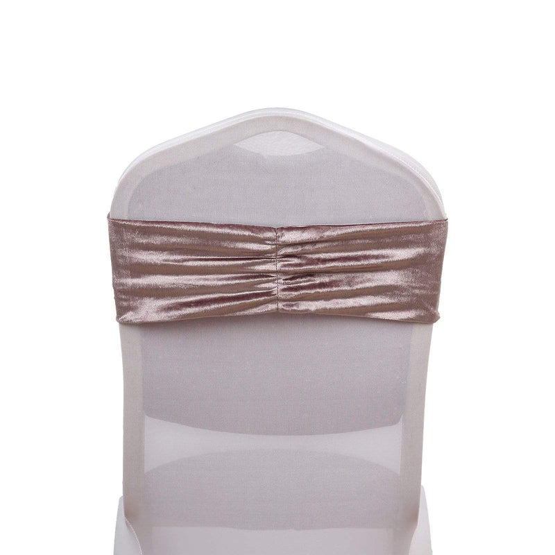 5 pcs Velvet Ruffled Stretchable Chair Sashes SASH_VEL_MAUV