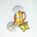 5 Round Beer Mug and Stars Happy Birthday Mylar Foil Balloons Set - White and Gold BLOON_KIT09_BDAY_GOLD