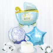 5 Round Carriage and Stars Baby Shower Mylar Foil Balloons Set
