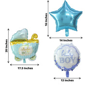 5 Round Carriage and Stars Baby Shower Mylar Foil Balloons Set