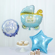 5 Round Carriage and Stars Baby Shower Mylar Foil Balloons Set