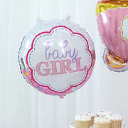 5 Round Carriage and Stars Baby Shower Mylar Foil Balloons Set