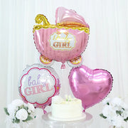 5 Round Carriage and Stars Baby Shower Mylar Foil Balloons Set