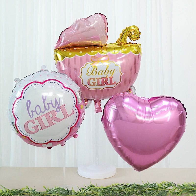 5 Round Carriage and Stars Baby Shower Mylar Foil Balloons Set