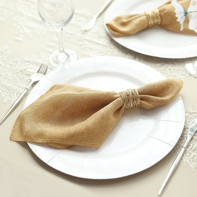 5 Rustic 19" x 19" Faux Burlap Dinner Table Napkins