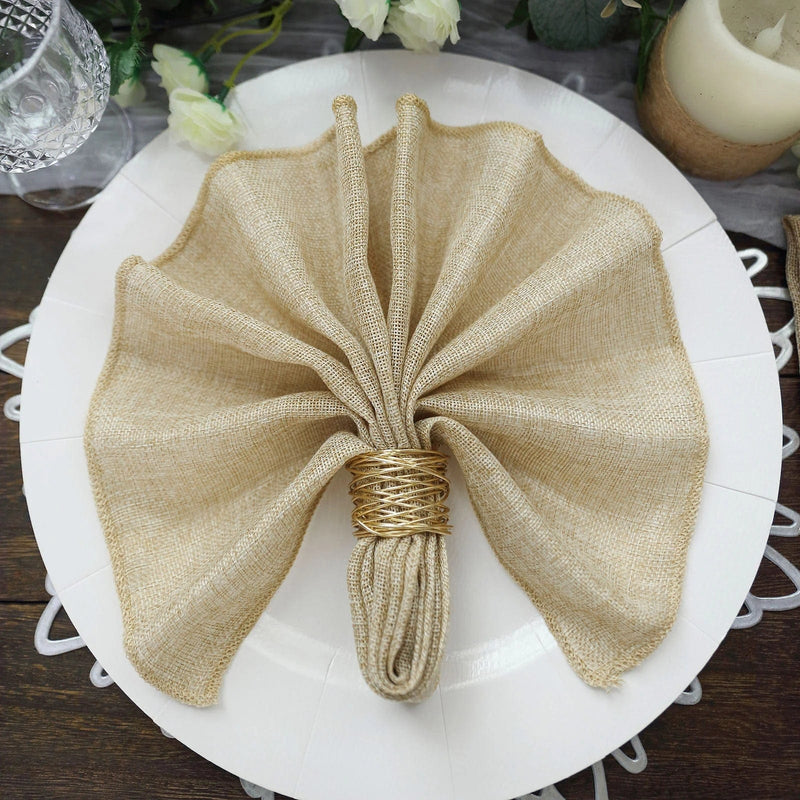 5 Rustic 19" x 19" Faux Burlap Dinner Table Napkins