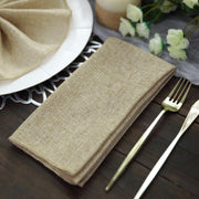 5 Rustic 19" x 19" Faux Burlap Dinner Table Napkins