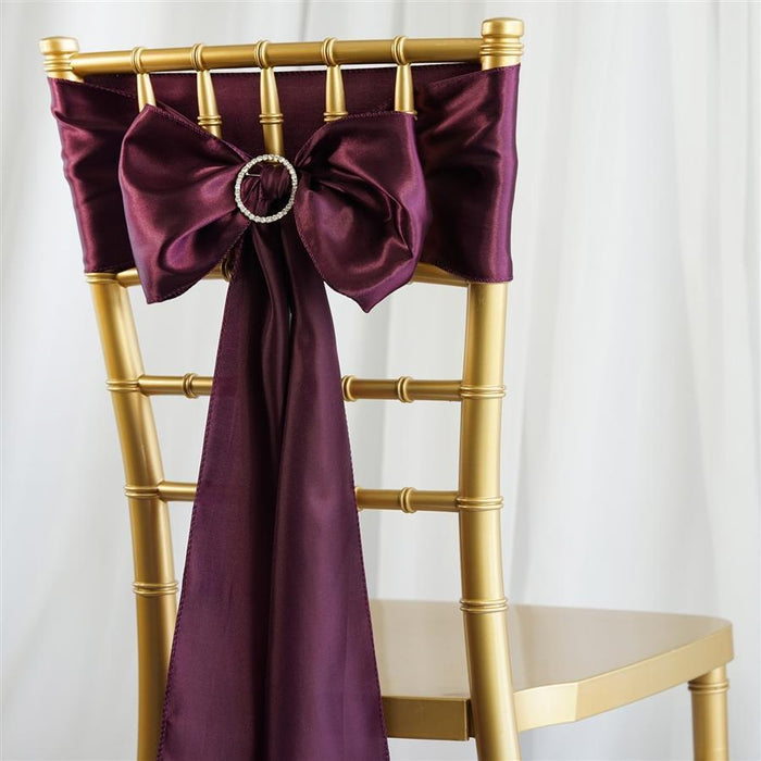 5 Satin Chair Sashes Bows Ties Wedding Decorations