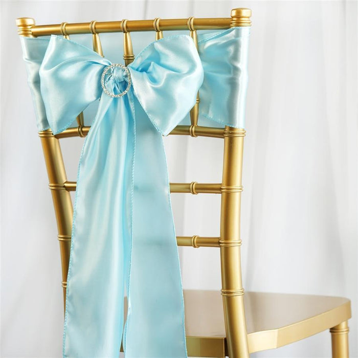 5 Satin Chair Sashes Bows Ties Wedding Decorations