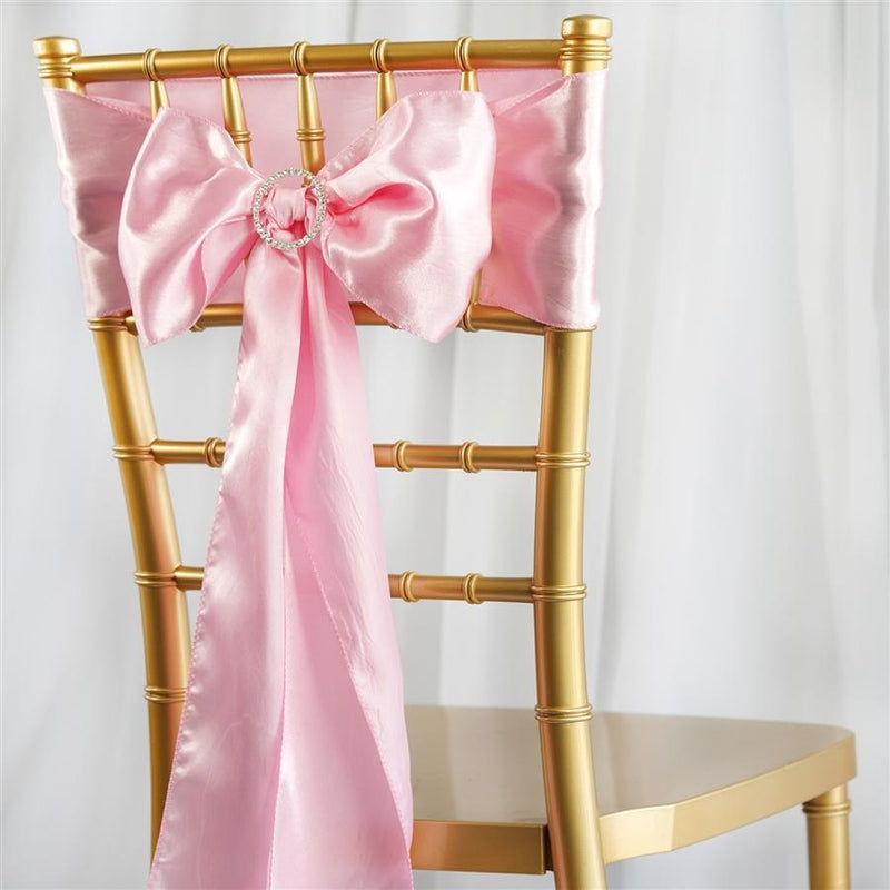 5 Satin Chair Sashes Bows Ties Wedding Decorations