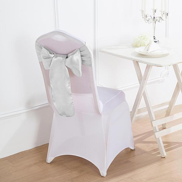 5 Satin Chair Sashes Bows Ties Wedding Decorations