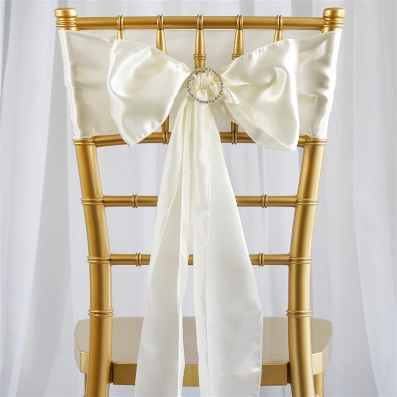 5 Satin Chair Sashes Bows Ties Wedding Decorations SASHP_SS_IVR