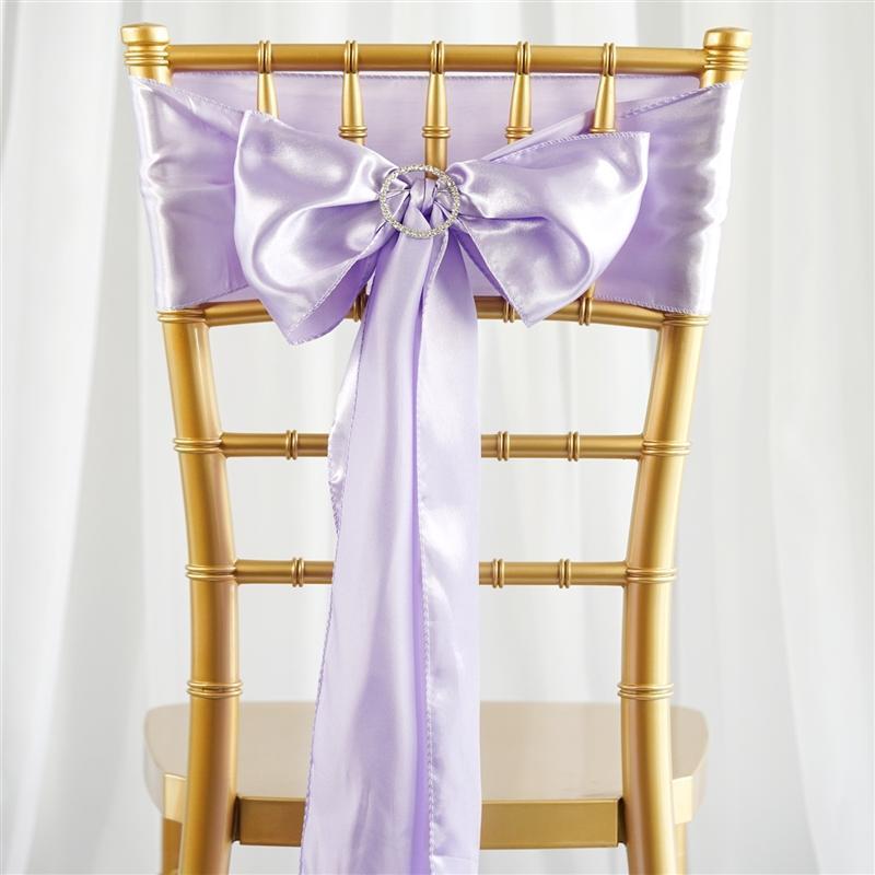 5 Satin Chair Sashes Bows Ties Wedding Decorations SASHP_SS_LAV