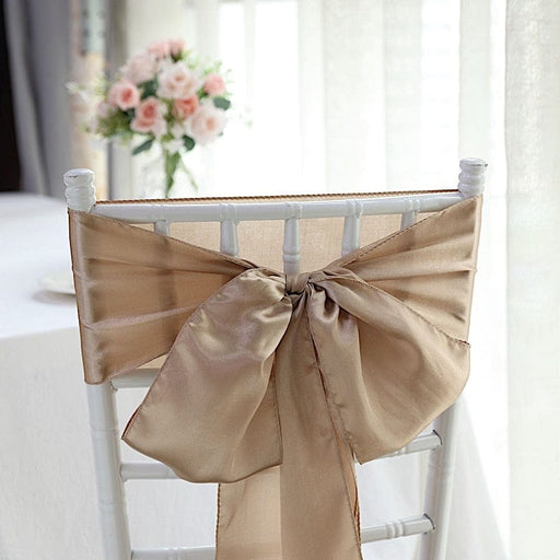 5 Satin Chair Sashes Bows Ties Wedding Decorations SASHP_SS_NUDE