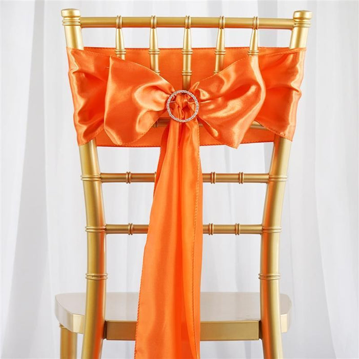 5 Satin Chair Sashes Bows Ties Wedding Decorations SASHP_SS_ORNG
