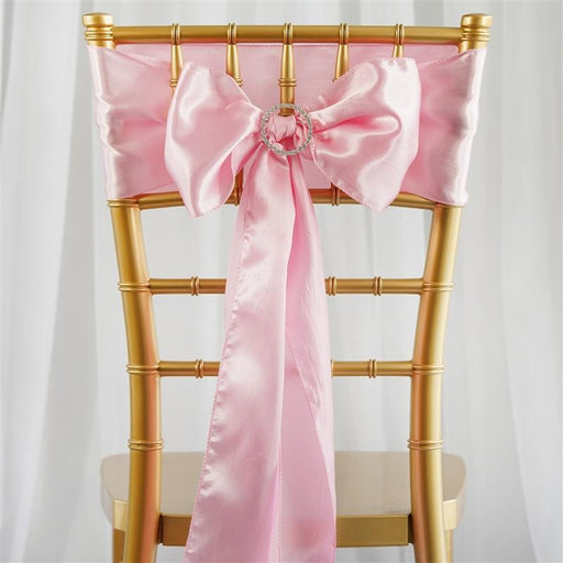 5 Satin Chair Sashes Bows Ties Wedding Decorations SASHP_SS_PINK
