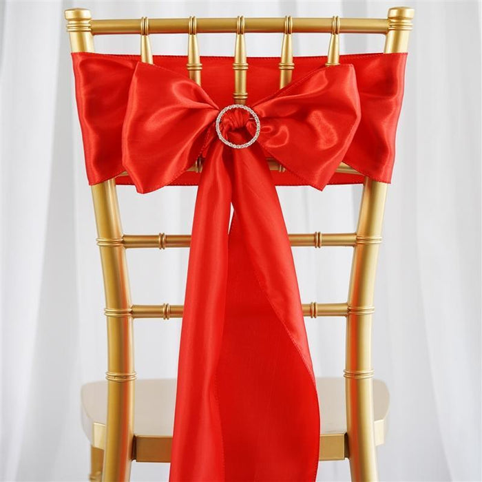 5 Satin Chair Sashes Bows Ties Wedding Decorations SASHP_SS_RED