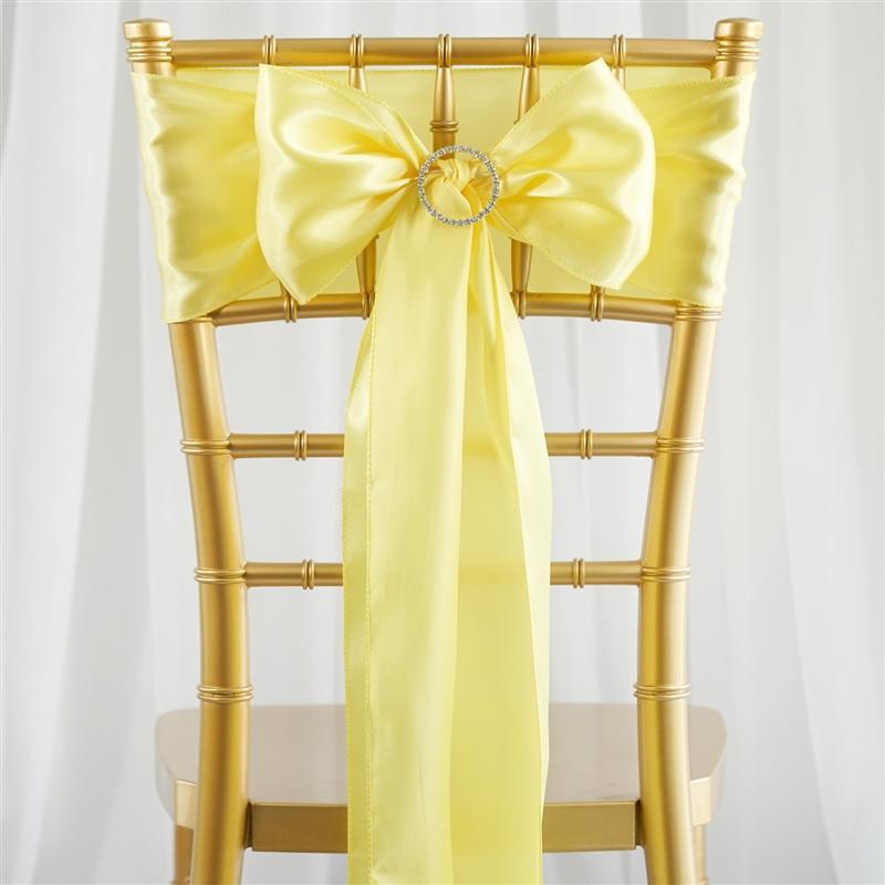 5 Satin Chair Sashes Bows Ties Wedding Decorations SASHP_SS_YEL