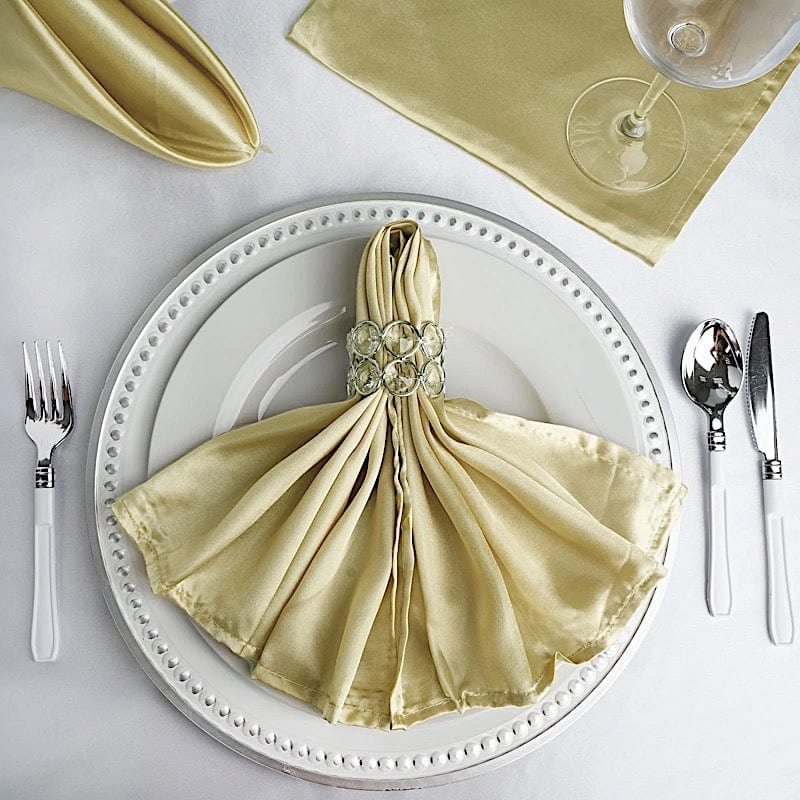 5 Satin Dinner Table Napkins 20" x 20" NAP_STN_CHMP