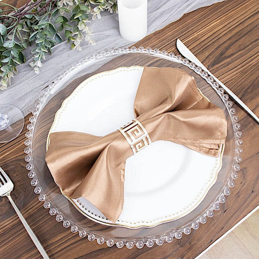 5 Satin Dinner Table Napkins 20" x 20" NAP_STN_TAUP