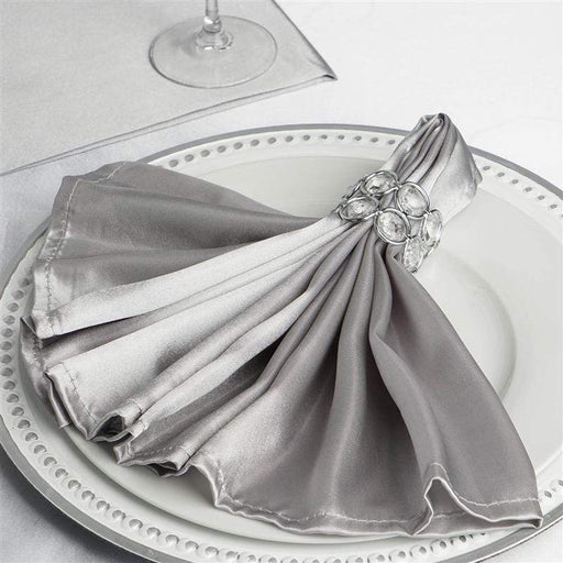 5 Satin Napkins 20" x 20" NAP_STN_SILV