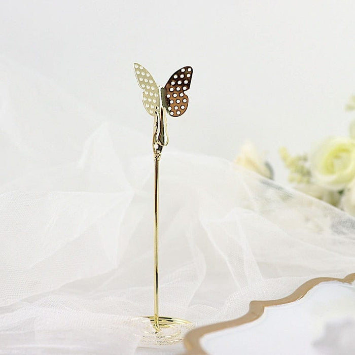 5 Sign Holders 5" Butterfly Card Clips Metal Table Number Stands - Gold CARD_MET_001_5_GOLD