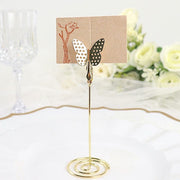 5 Sign Holders 5" Butterfly Card Clips Metal Table Number Stands - Gold CARD_MET_001_5_GOLD