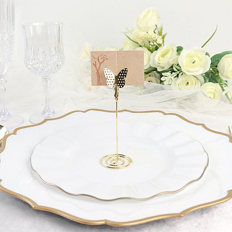 5 Sign Holders 5" Butterfly Card Clips Metal Table Number Stands - Gold CARD_MET_001_5_GOLD