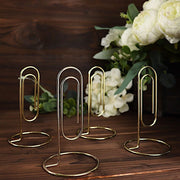 5 Sign Holders 5" Paperclip Metal Table Number Stands - Gold CARD_MET_006_5_GOLD