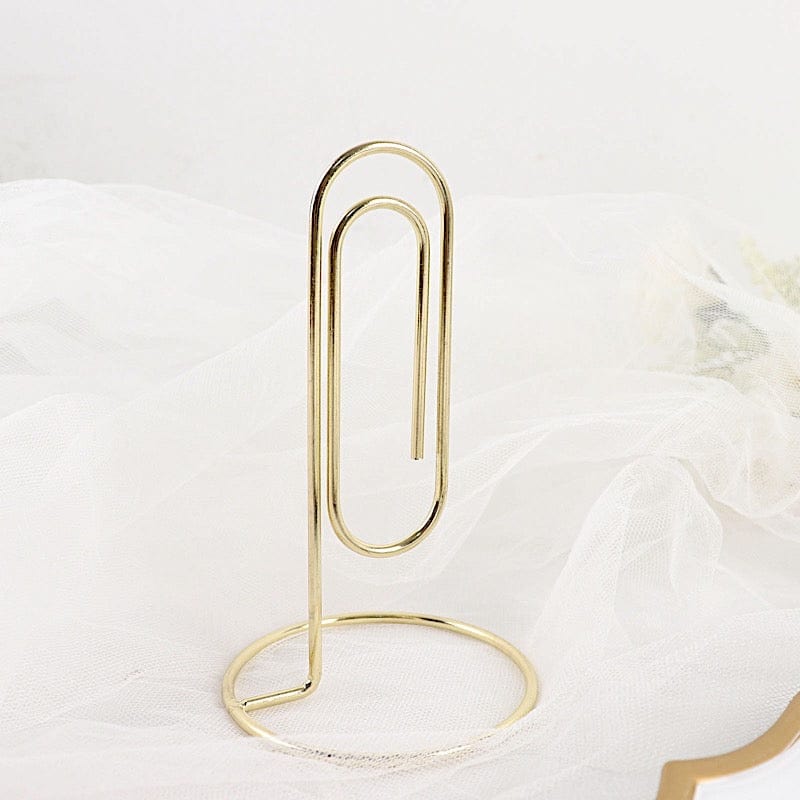 5 Sign Holders 5" Paperclip Metal Table Number Stands - Gold CARD_MET_006_5_GOLD