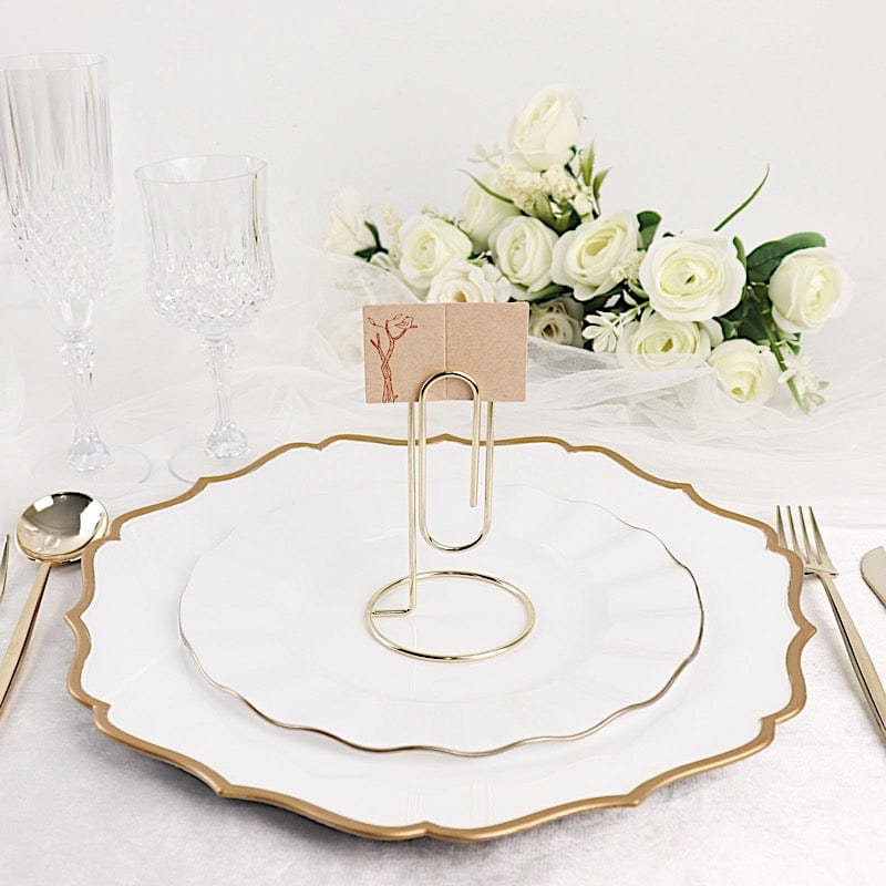5 Sign Holders 5" Paperclip Metal Table Number Stands - Gold CARD_MET_006_5_GOLD