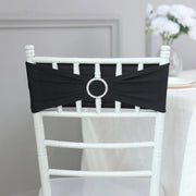 5 Spandex Stretchable Chair Sashes with Silver Diamond Ring Buckle