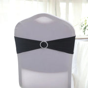 5 Spandex Stretchable Chair Sashes with Silver Diamond Ring Buckle