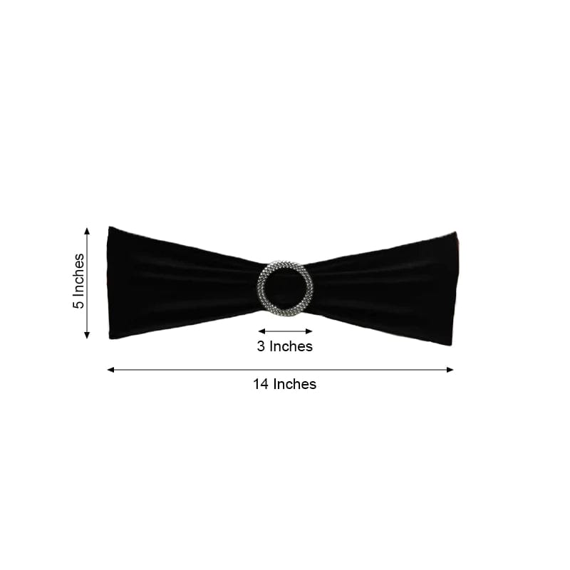 5 Spandex Stretchable Chair Sashes with Silver Diamond Ring Buckle