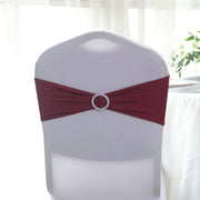 5 Spandex Stretchable Chair Sashes with Silver Diamond Ring Buckle